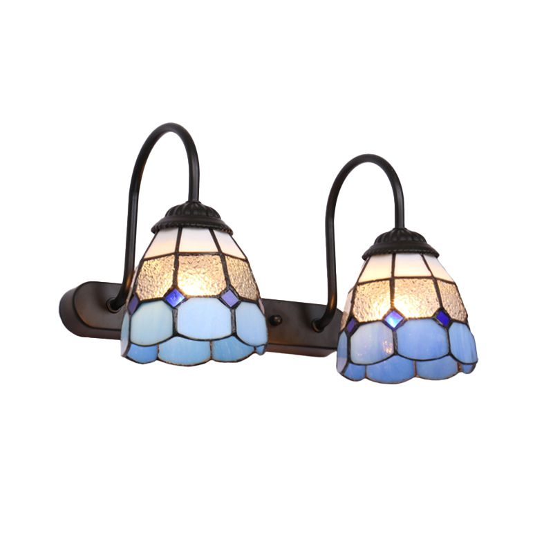 Sirena Bloemvormige Metalen Wandlampen, Zwart/Wit/Blauw