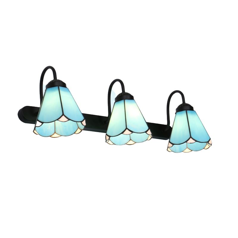 Sirena Bloemvormige Metalen Wandlampen, Zwart/Wit/Blauw