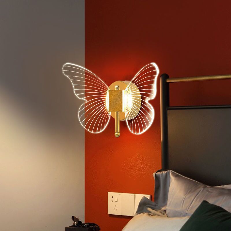 Kady Design Vlinder LED Wandlamp Metaal/Acryl Goud Slaap/Woon/Badkamer