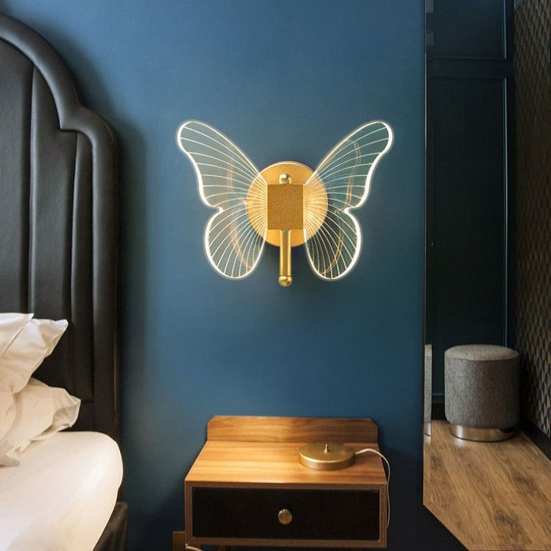 Kady Design Vlinder LED Wandlamp Metaal/Acryl Goud Slaap/Woon/Badkamer