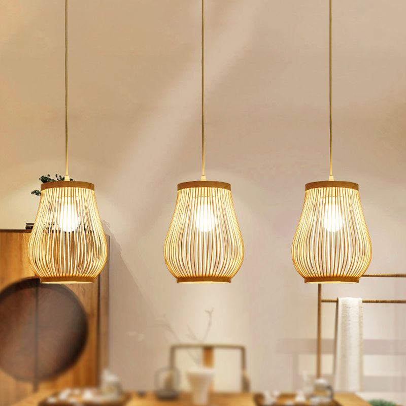 Muto Moderne Design LED Hanglamp Bruin Bamboe Woonkamer Keuken
