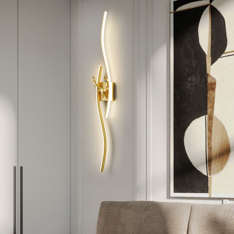 Oliver Modern Industriele LED Wandlamp Zwart/Goud Metaal Woon/Slaapkamer Binnen