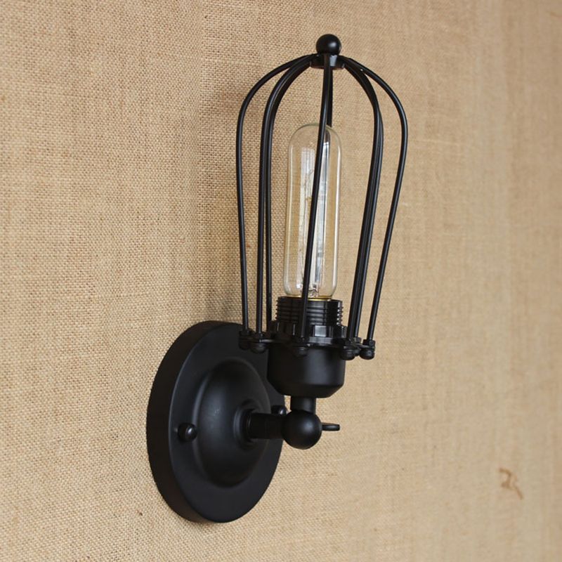 Valerio Vintage Iron Wall Lamp, Black/Rust/Bronze/Gold/Silver