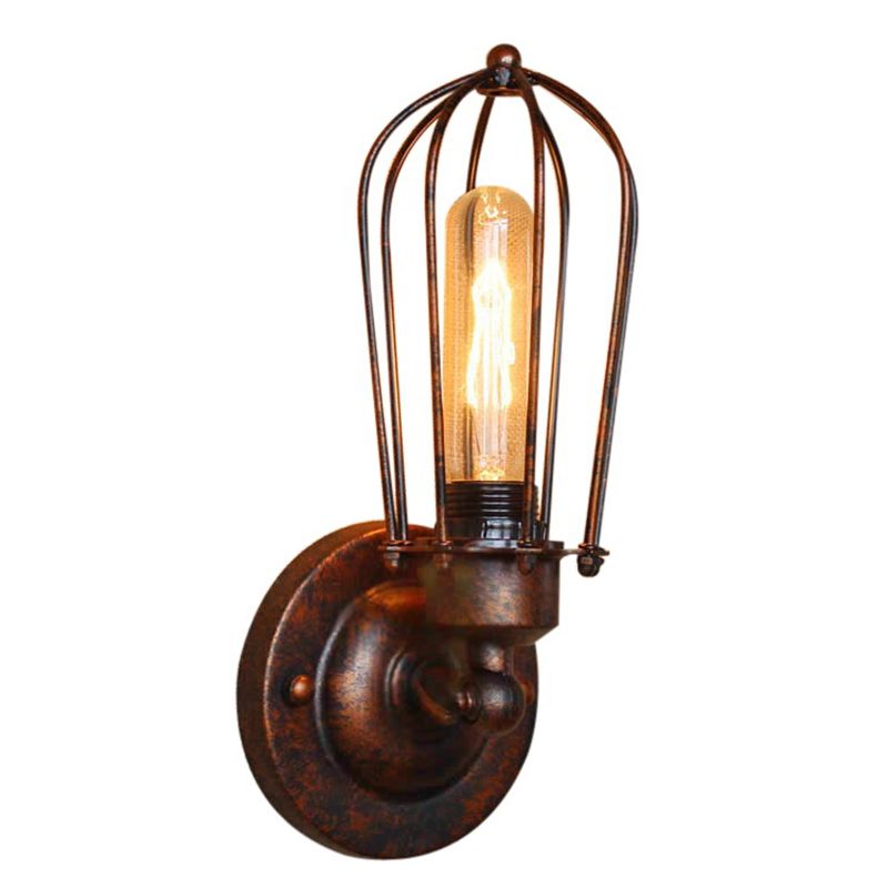 Valerio Vintage Iron Wall Lamp, Black/Rust/Bronze/Gold/Silver