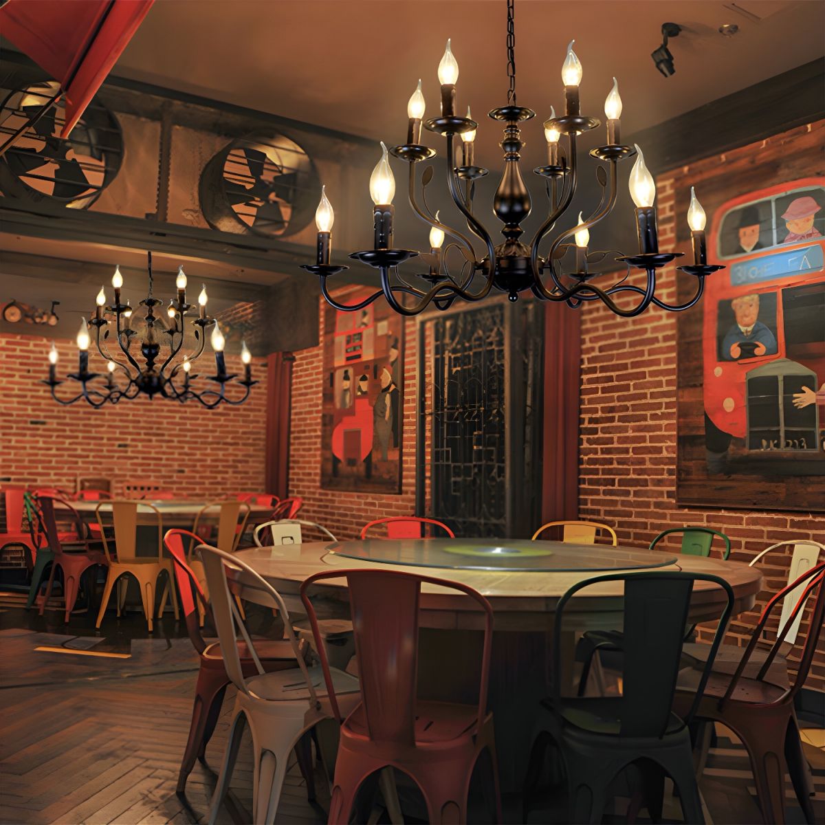 Marilyn Vintage Design LED Kroonluchter Metaal Zwart Woonkamer