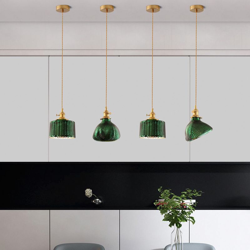 Hailie Moderne Cilinder/Geometrisch LED Plafondlamp Metaal/Glas Donkergroen Slaap/Woon/Eetkamer