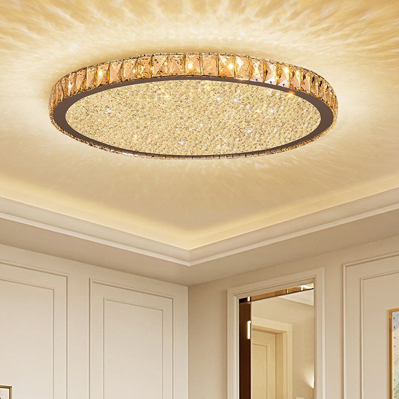 Kristy Luxe Rond Plafondlamp Amber Transparant Metaal Crystal Slaapkamer
