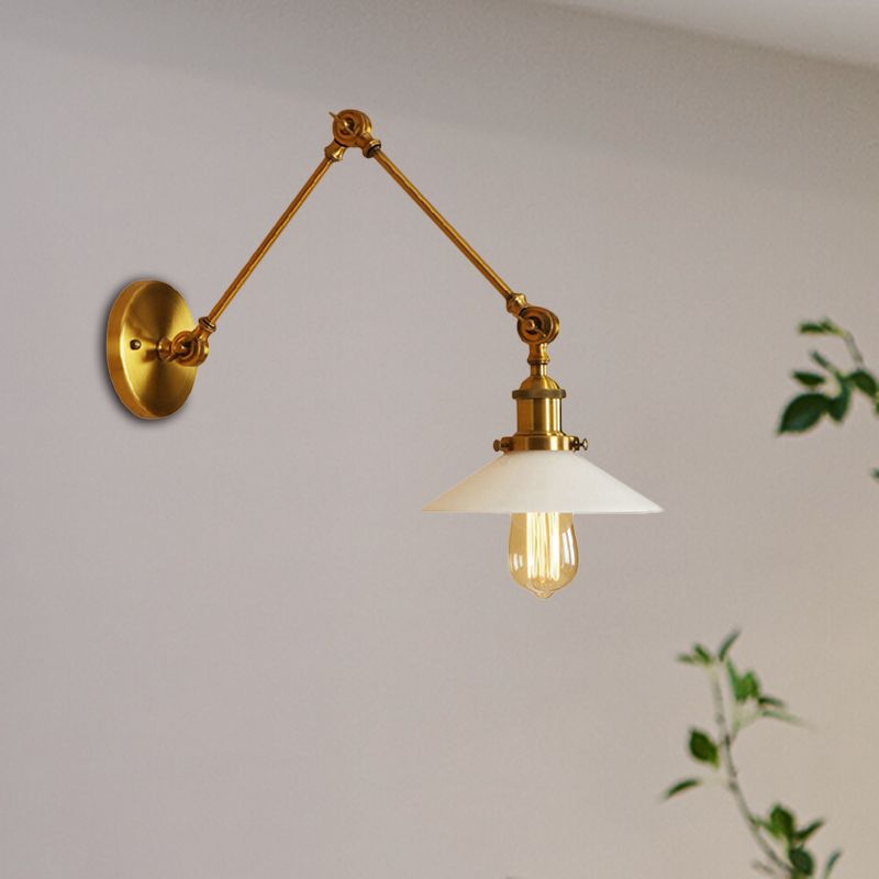 Valerio Wall Lamp Retro Saucer Lampshade Metal Adjustable 2 Color, Bedroom