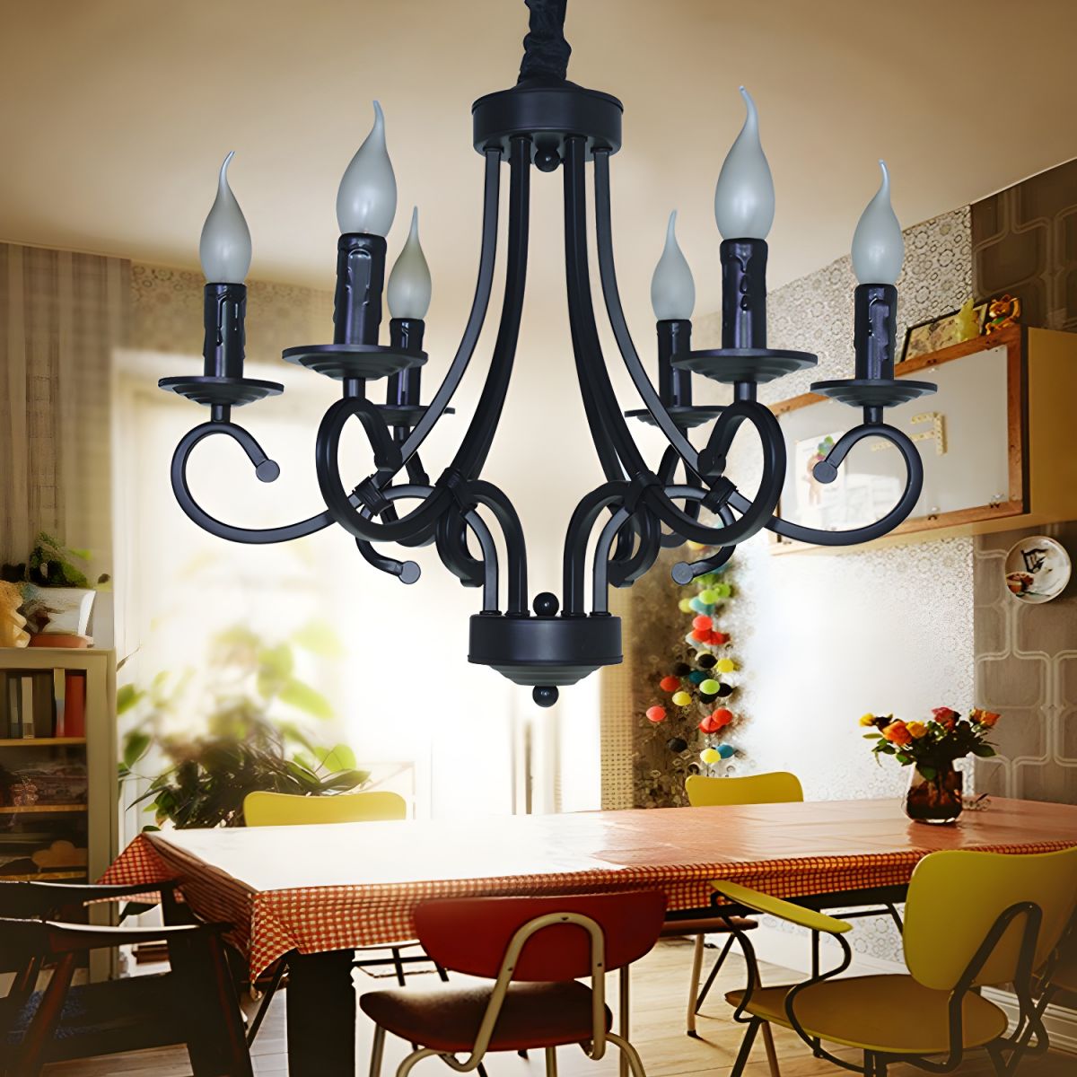 Marilyn Vintage Design LED Kroonluchter Metaal Zwart Woonkamer