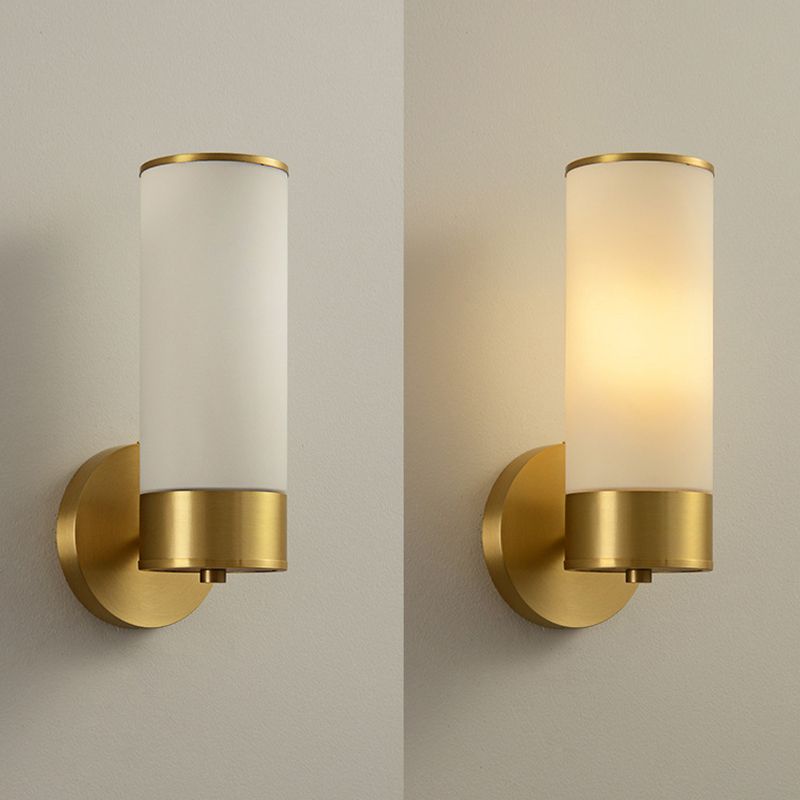 Leigh Moderne Cilinder LED Wandlamp Metaal/Glas Koper Slaap/Woon/Badkamer
