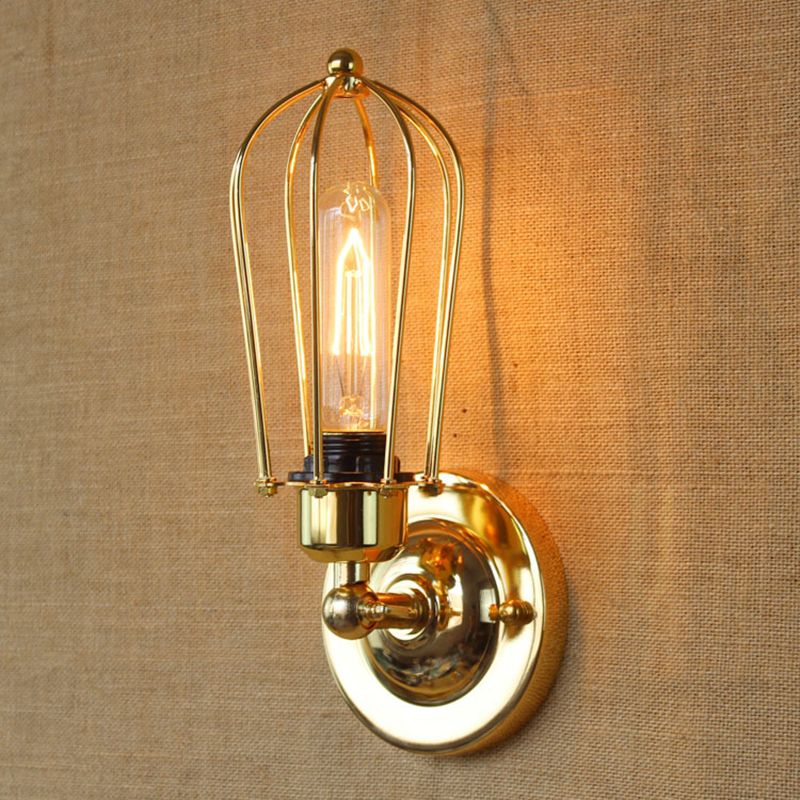 Valerio Vintage Iron Wall Lamp, Black/Rust/Bronze/Gold/Silver