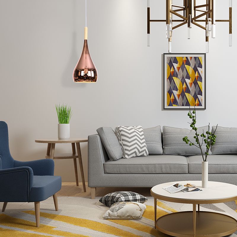 Elio Pendant Light Teardrop Modern, Metal, Rose Gold/Chrome, Kitchen Islands