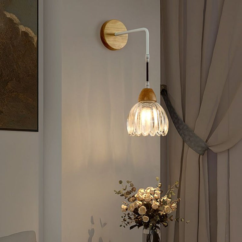 Lily Moderne Design LED Geplooide Helder Wandlamp Hout/Glas Slaapkamer/Eetkamer/Woonkamer/Keuken