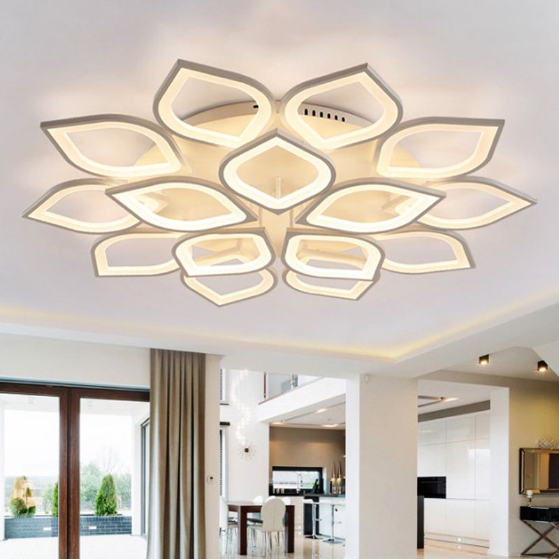 Hana Moderne Design Bloem Plafondlamp Wit Metaal Acryl Slaapkamer