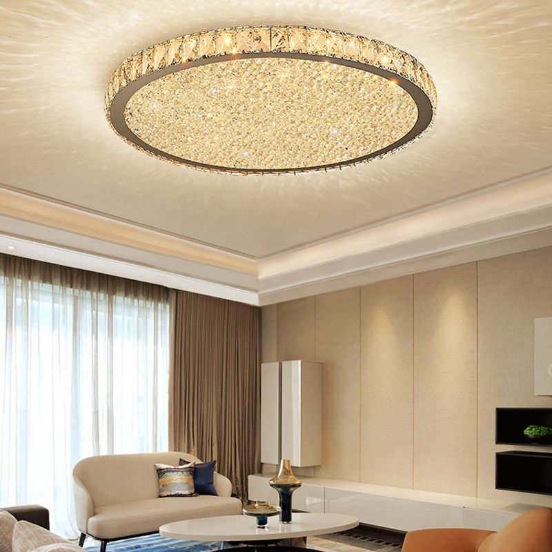 Kristy Luxe Rond Plafondlamp Amber Transparant Metaal Crystal Slaapkamer