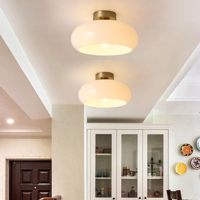 Hailie Moderne LED Plafondlamp Wit/Oranje Woon/Slaapkamer Metaal Glas