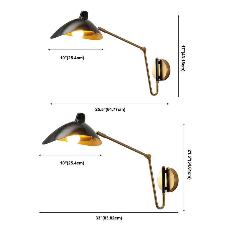 Orsini Industrieel Swing LED Wandlamp Zwart/Goud Metaal Woonkamer