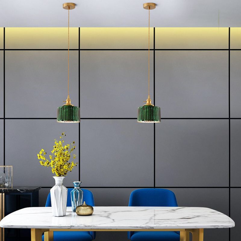 Hailie Moderne Cilinder/Geometrisch LED Plafondlamp Metaal/Glas Donkergroen Slaap/Woon/Eetkamer