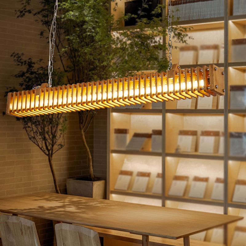Brio Industriële Rechthoekige Metaal Hanglamp Hout, Modern, Slaapkamer/Woonkamer