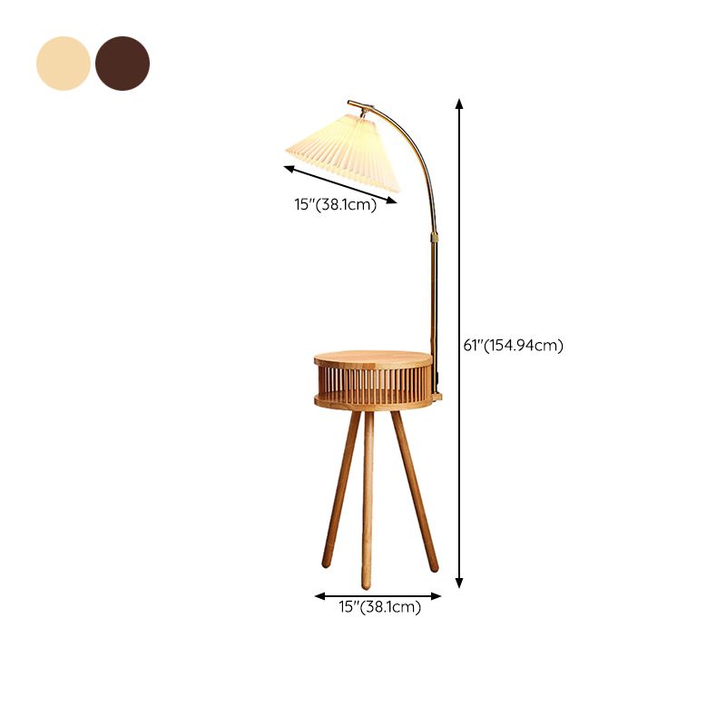 Ozawa Retro Design LED Geplooide Vloerlamp Metaal/Hout Nachtkastje Eetkamer/Woonkamer