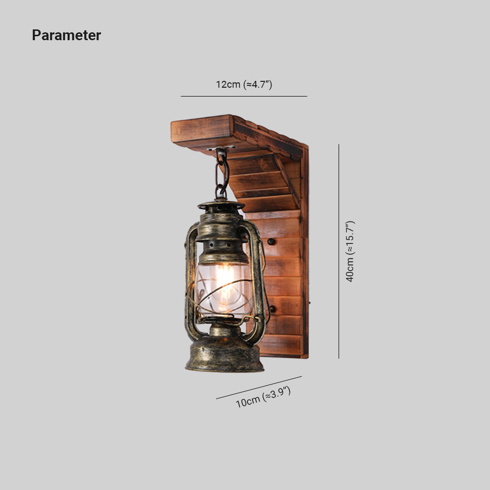 Brio Lantern Bedroom Wall Lamp, Metal/Wood, Restaurant