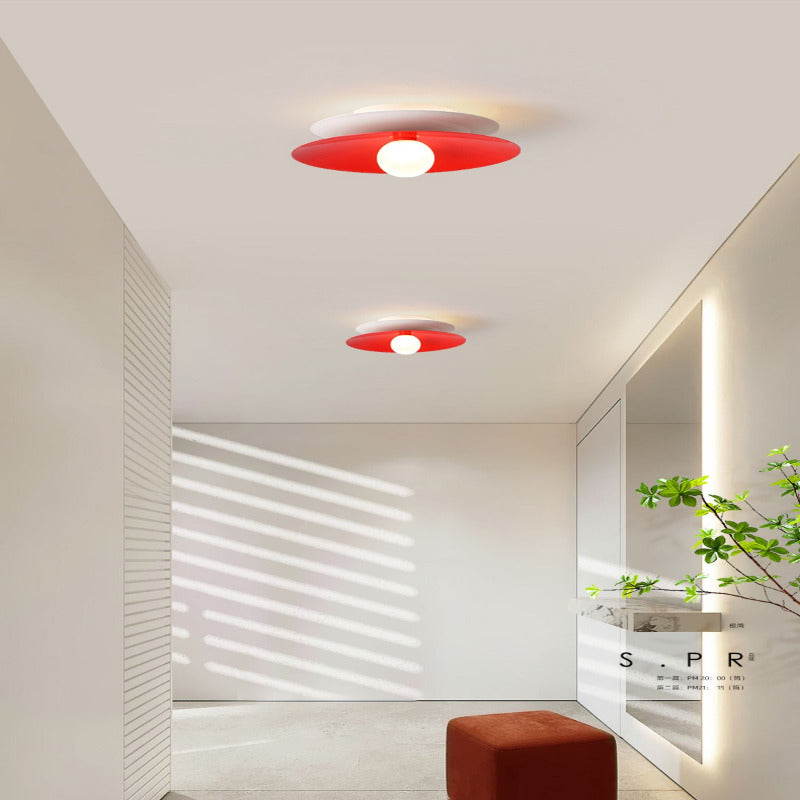 Carina Moderne LED Plafondlamp Wit Rood Metaal Acryl Woonkamer