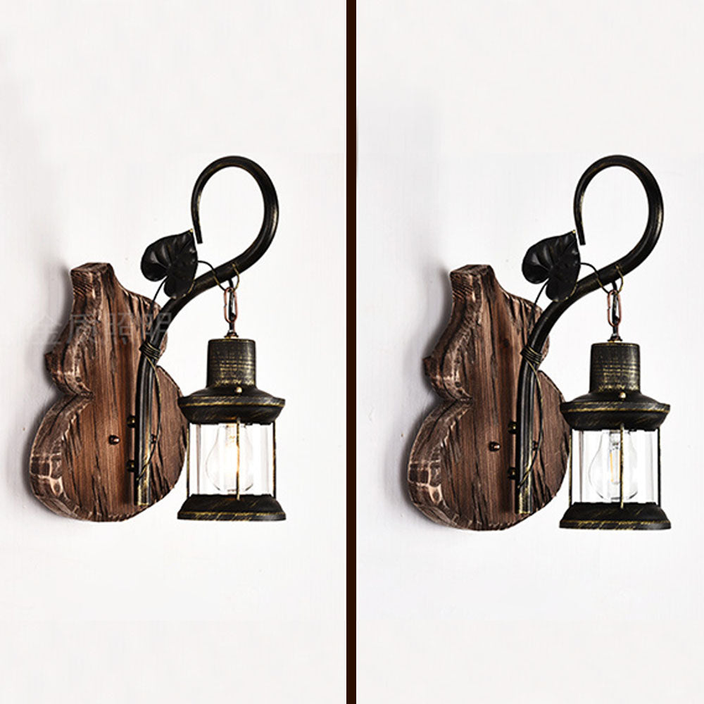 Carina Cucurbits/Kaars Vintage Wandlamp, Hout/Metaal, Woonk/Eetk/ Slaapkamer