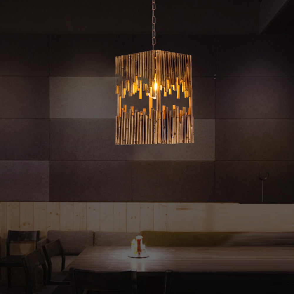 Brio Retro Rectangular Metal/Wood Pendant Light