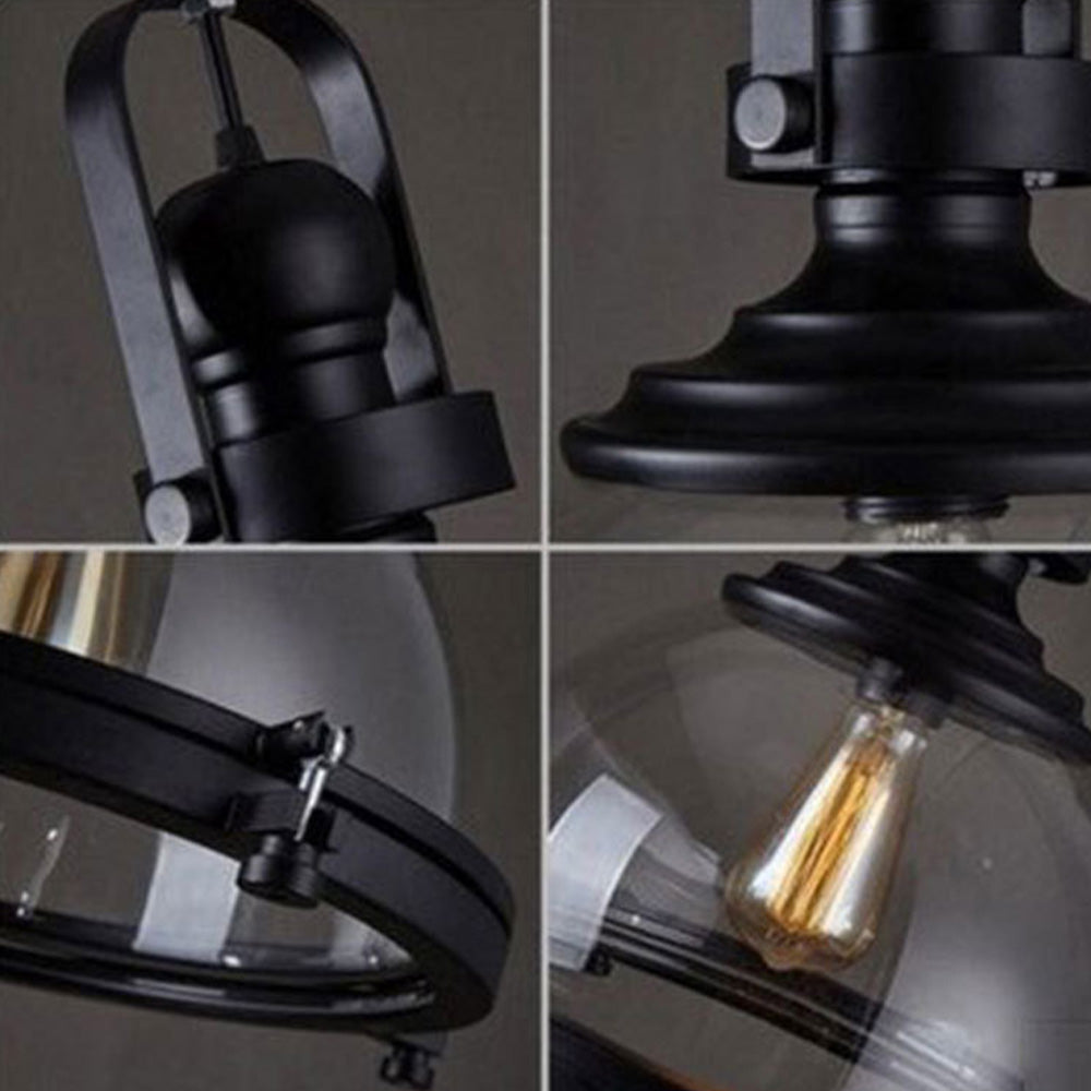 Julian Design Retro Ronde LED Hanglampen Zwart Glas Metaal Eetkamer