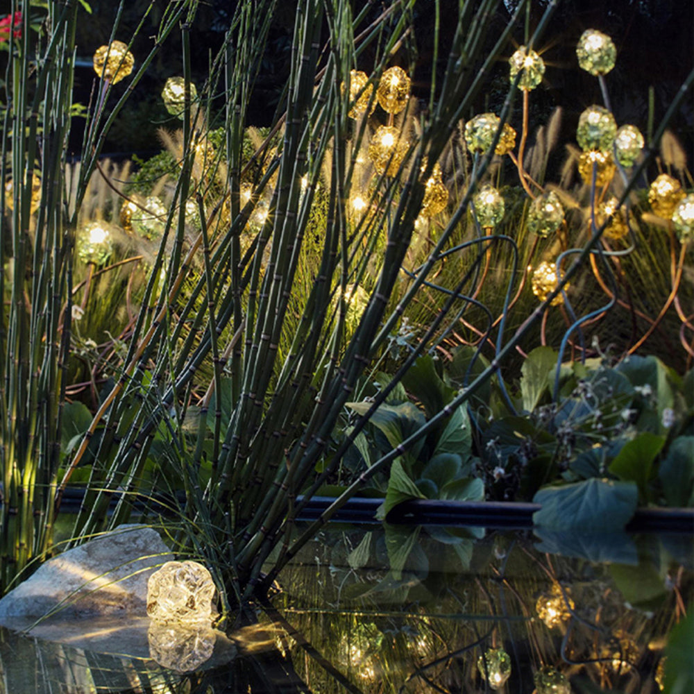 Carina Decoratieve Bloem LED Vloerlamp Goud Metaal/Glas Buiten