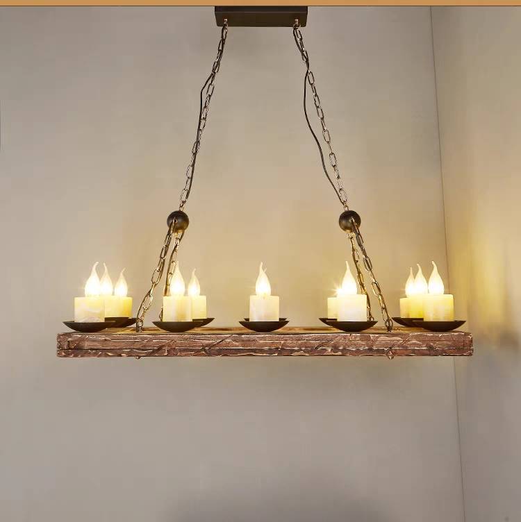 Brio Retro Hanglamp Boerderij Kroonluchter Metaal/Glas/Hout Slaapkamer/Woonkamer