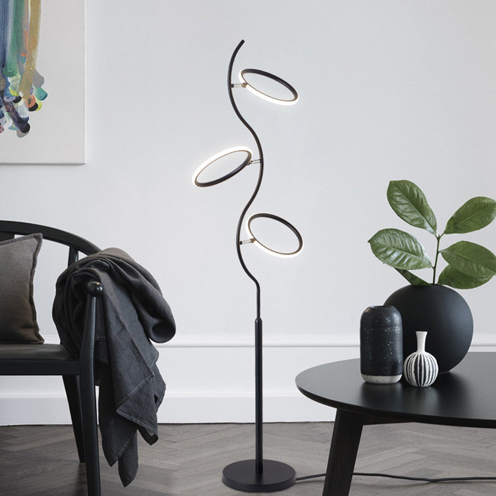 Louise Ronde LED Vloerlamp Zwart Wit Metaal Acryl Eetkamer Woonkamer
