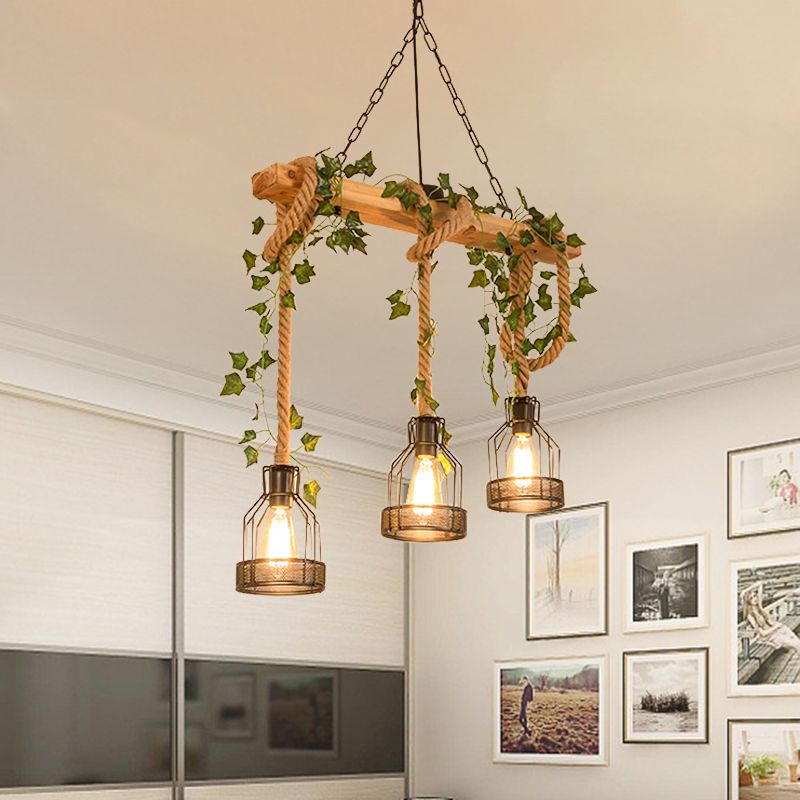 Benedict Caged Vintage Design Houten Balken Boerderij Hanglamp Eetkamer