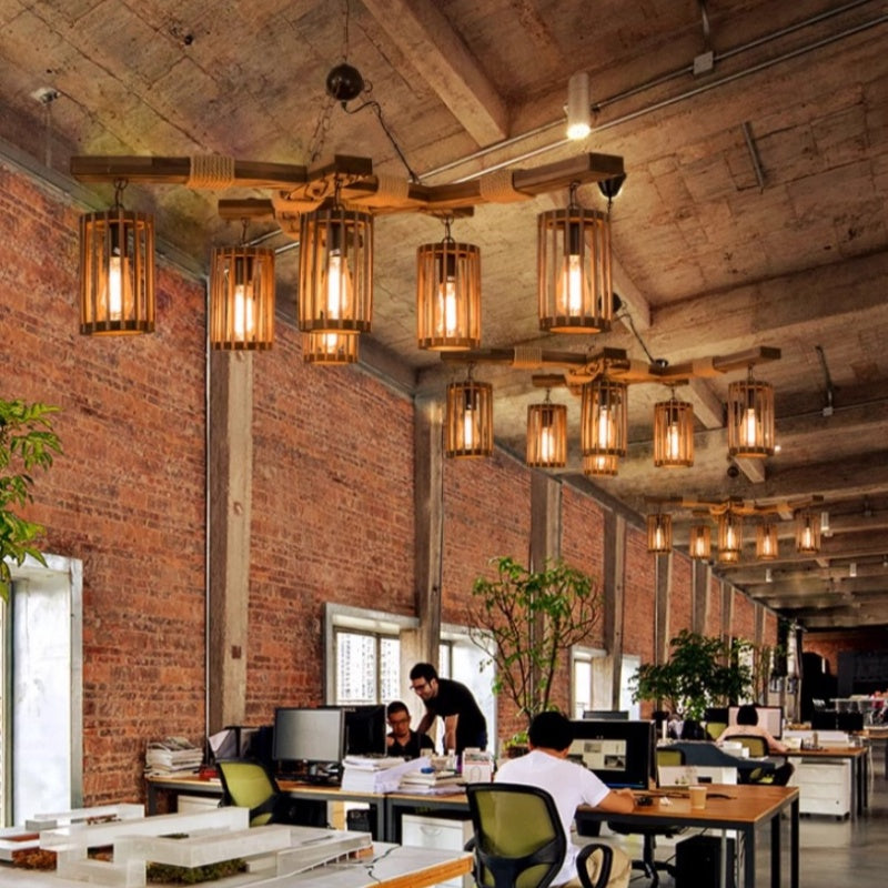 Brio Retro LED Kroonluchters Hout Restaurant/Woonkamer/Bar