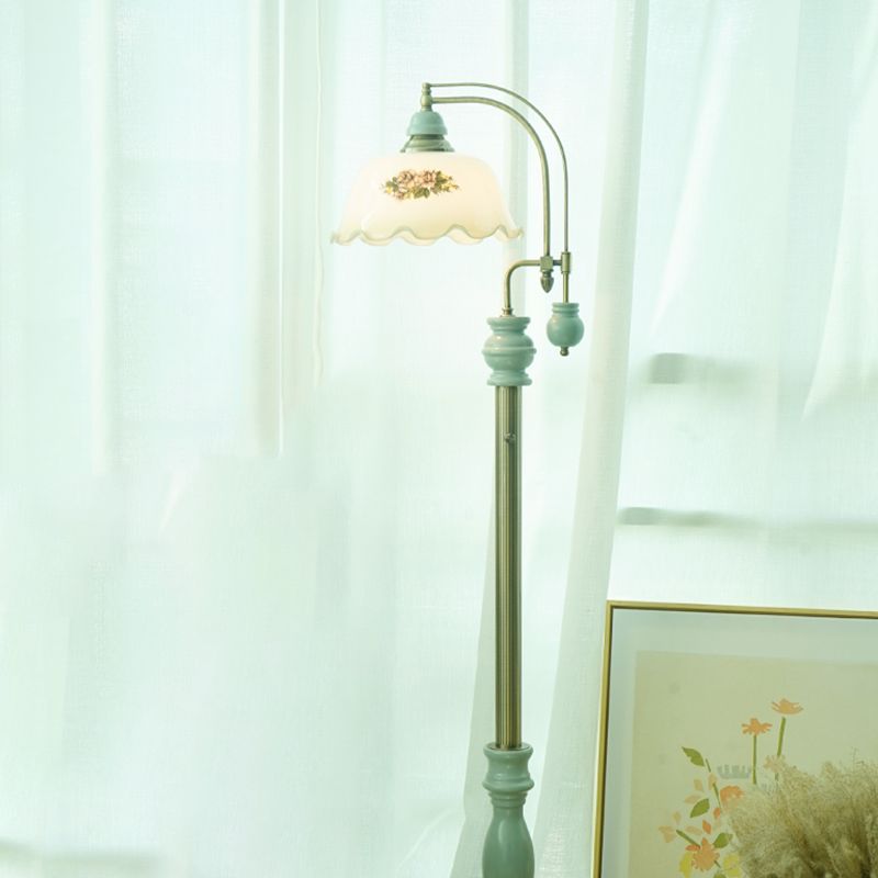 Morandi Retro Design LED Vloerlamp Lotus Bloem Vormige Metaal/Glas Eetkamer/Woonkamer