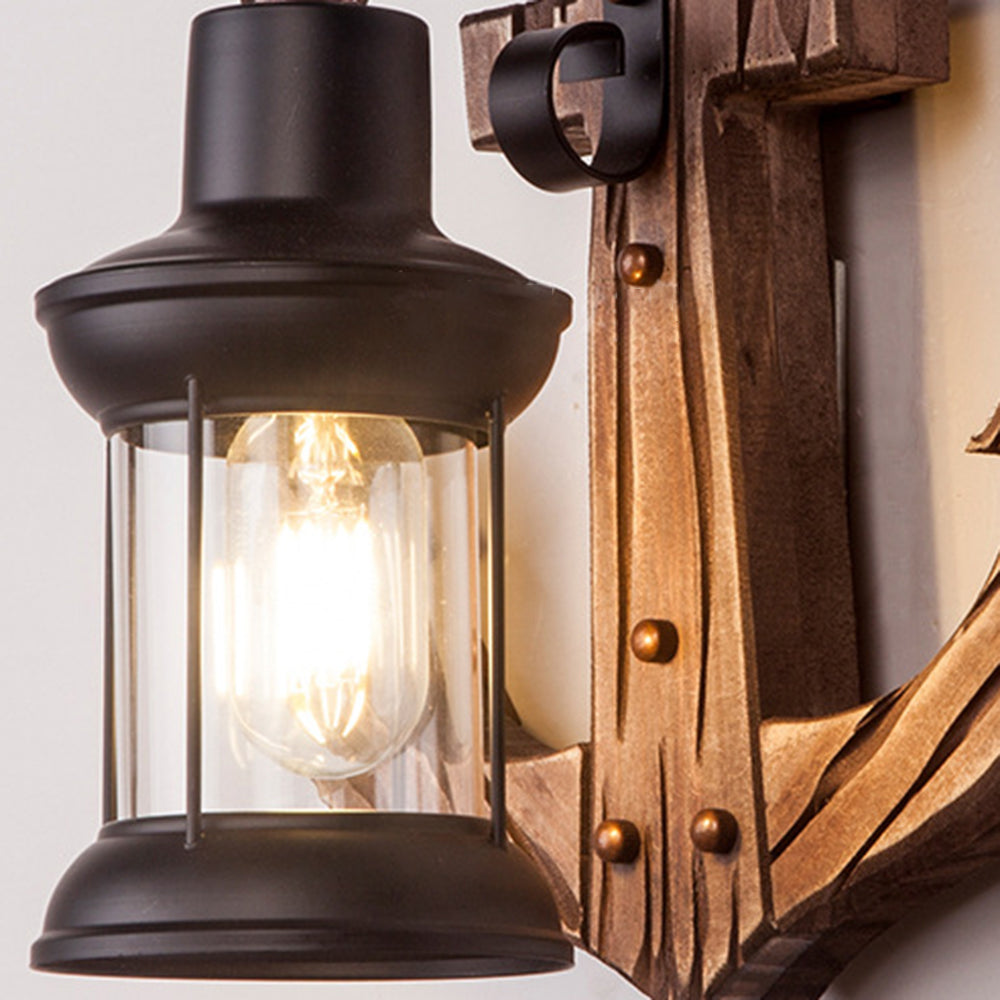 Valerio Wall Lamp Vintage Anchor Black Wooden, Living Room