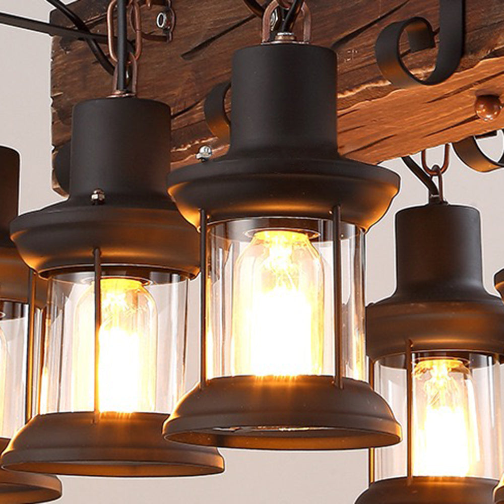 Brio Retro Rectangular Metal/Wood Lantern Pendant Light
