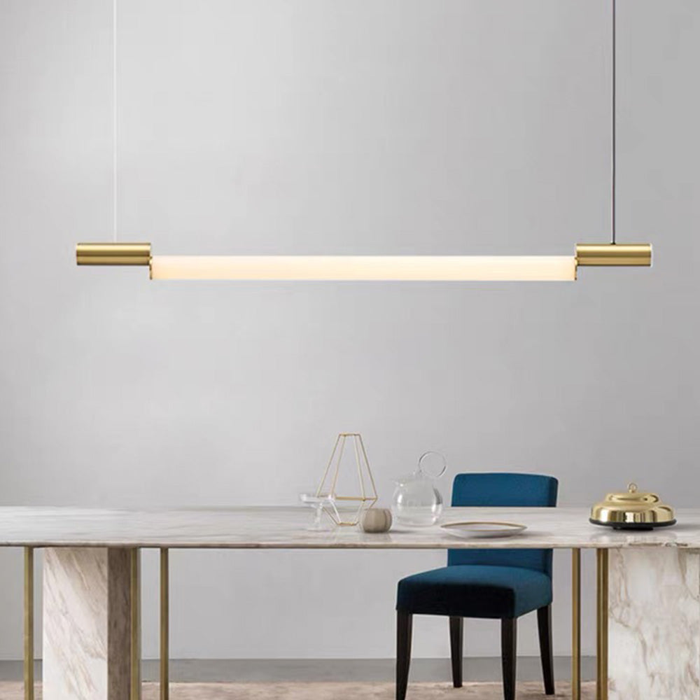 Edge Moderne Lineaire LED Hanglamp Wit Goud Metaal Acryl Eetkamer