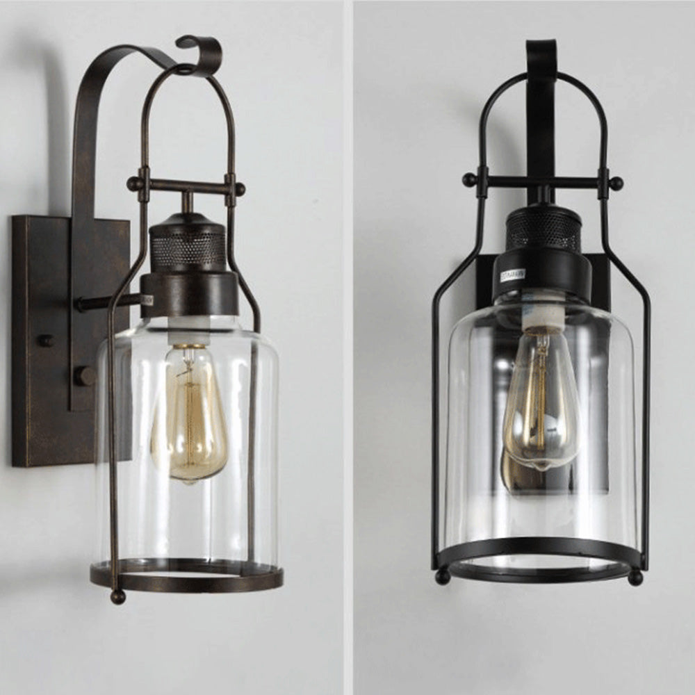 Valerio Retro LED Wandlamp Roest Zwart Glas Metaal Woonkamer Eetkamer