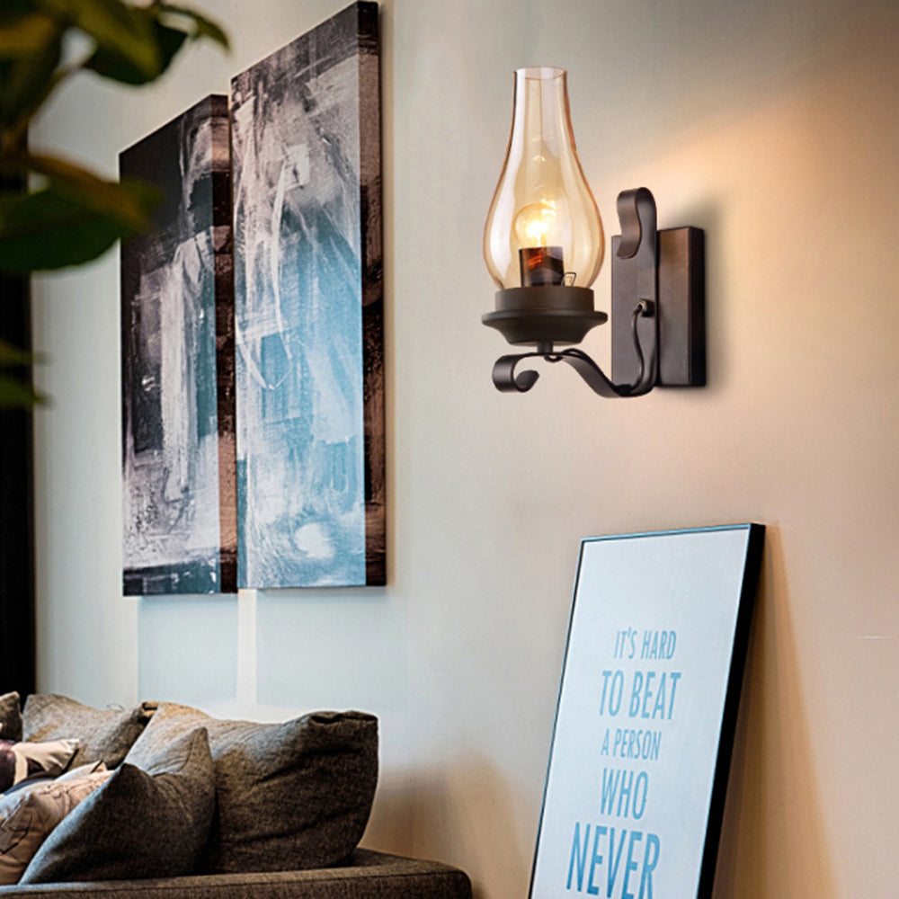 Valerio Vintage Design Kaars Wandlamp Hout Metalen Woon/Slaapkamer