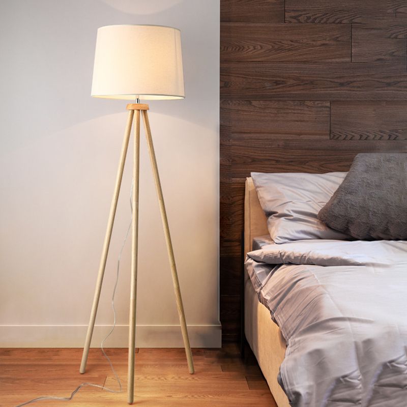 Muto Modern Design LED Vloerlampen Beige Wit Hout Stof Slaapkamer