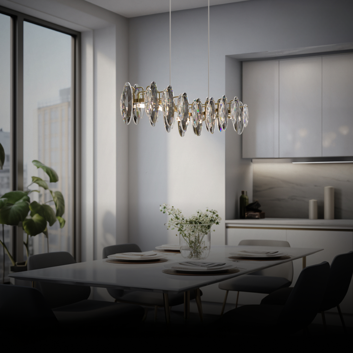 Marilyn Moderne LED Kroonluchters Wit Glas Metaal Woonkamer