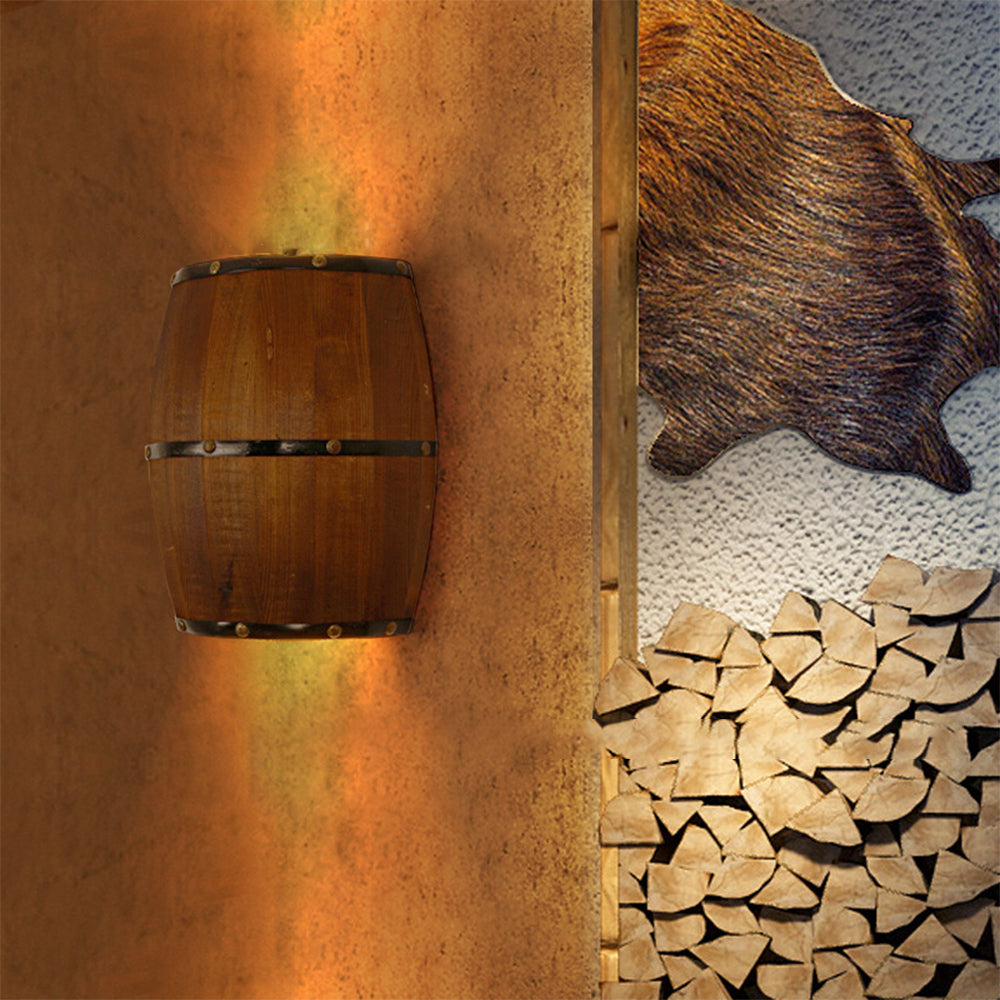 Valerio Wall Lamp Retro Creative Barrel Wooden, Dining Room
