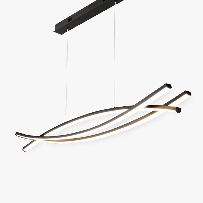 Louise Cross Curve LED Hanglampen Zwart Metaal Silicagel Eetkamer