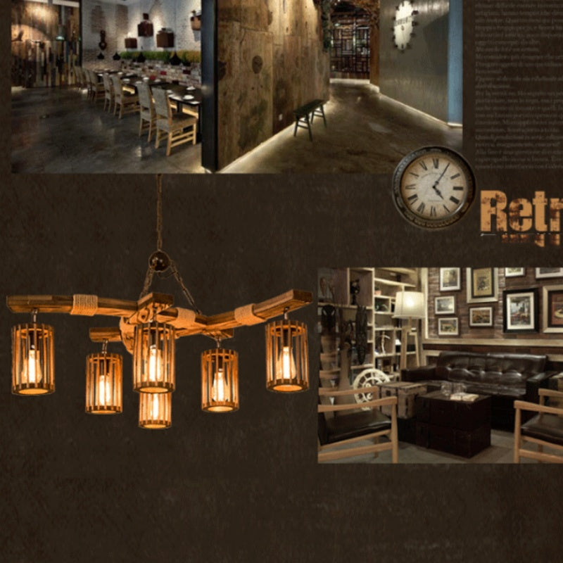 Brio Retro LED Kroonluchters Hout Restaurant/Woonkamer/Bar
