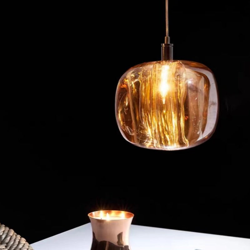Hailie Moderne Bubbel Hanglampen Amber Helder Rookgrijs Glas Woonkamer