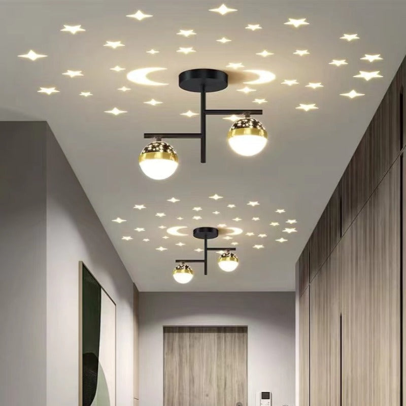 Madina Vintage Ronde LED Hanglampen Gouden Zwart Metaal Slaapkamer