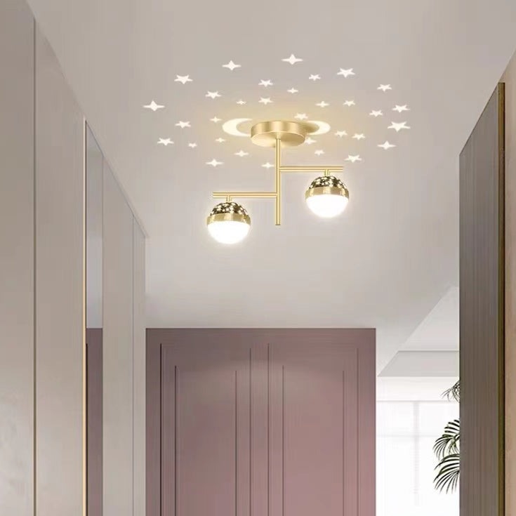 Madina Vintage Ronde LED Hanglampen Gouden Zwart Metaal Slaapkamer