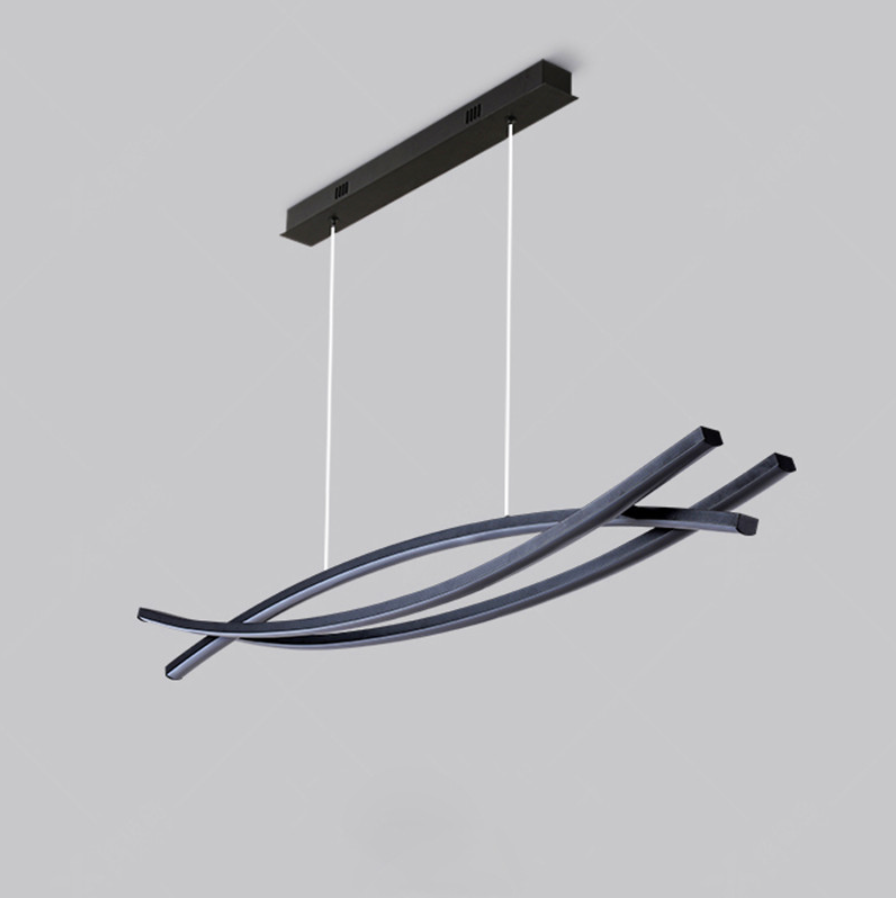 Louise Cross Curve LED Hanglampen Zwart Metaal Silicagel Eetkamer