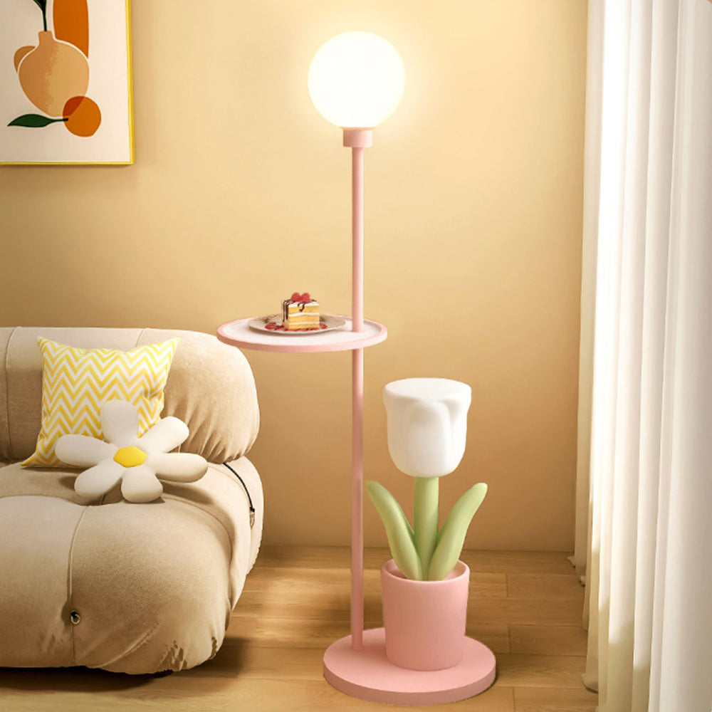 Lily Ronde LED Vloerlamp Geel Metaal Studeerkamer Slaapkamer